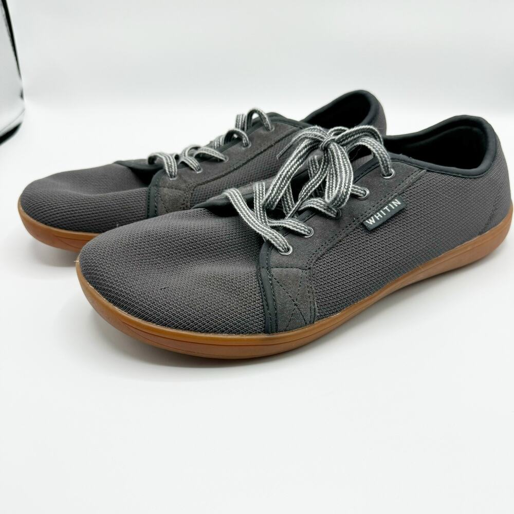 Whitin Shoes Mens 47 Barefoot Minimalist Lace Up Knitted Sneakers Gray Fabric